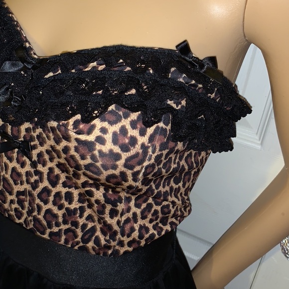 strapless black Lacey leopard rockabilly 50s pin up dress M NWT - Picture 7 of 11